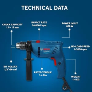 BOSCH GSB 600 Professional  Impact Drill Disc Size: 100mm  Rated speed: 3000 RPM