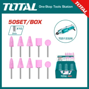 TOTAL TAKB1012 Mini Grinder Accessories Set (10 pcs) – 3 mm Shank Bits for Cutting, Shaping & Polishing