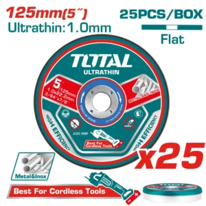 TOTAL TAC21012525 Ultra-Thin Metal Cutting Disc Set (125mm – 25pcs) | মেটাল ও স্টেইনলেস স্টিল কাটিং ডিস্ক