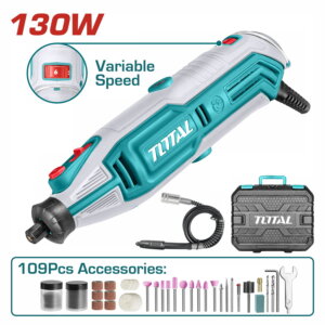 TOTAL TG513326 Mini Grinder 130W – Variable Speed Rotary Tool for Cutting, Grinding, Sanding & Polishing