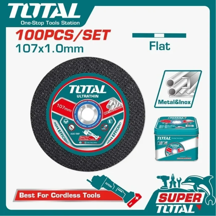 TOTAL TAC210107100 Abrasive Metal Cutting Disc Set (107mm – 100pcs) (1)