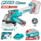 TOTAL TAGLI261021 Cordless Angle Grinder – 20V, Brushless, 900W Equivalent, 100mm Disc (2)