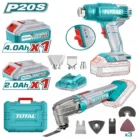 TOTAL TOSLI230705, Lithium-Ion Cordless Combo Kit, 20V Cordless Power Tools, Multi-Tool & Heat Gun Set, DIY