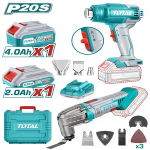 TOTAL TOSLI230705 20V Lithium-Ion Cordless 2-Piece Combo Kit – Multi-Tool & Heat Gun for DIY, Home & Professional Use