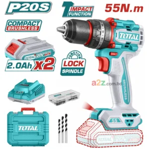 Powerful 20V Brushless Cordless Impact Drill TIDLI20558 – ঘরোয়া ও প্রফেশনাল কাজে সর্বোচ্চ 55Nm টর্ক