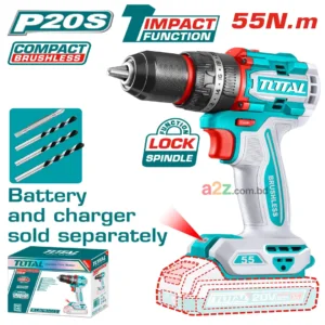 Powerful 20V Brushless Cordless Impact Drill TIDLI205581 – হাই টর্ক 55Nm সহ