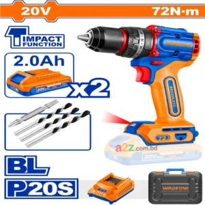 WADFOW WCDP7281 20V Brushless Drill – 72Nm Compact Power