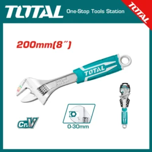 TOTAL THT101086 8″ Adjustable Wrench – 0‑30 mm Jaw