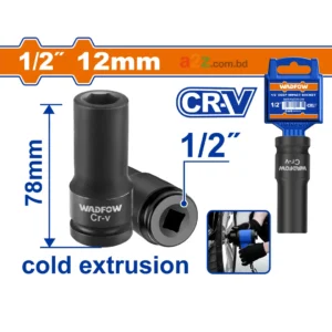 WMS3212 1/2" Deep Impact Socket – 12mm Heavy-Duty Tool