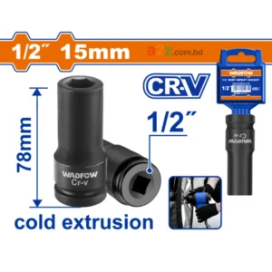 WMS3215 1/2" Deep Impact Socket – 15mm Heavy-Duty Tool