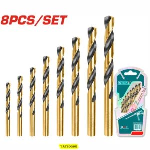 TACSD0801 8Pcs HSS Twist Drill Bits Set – Durable High-Speed Steel