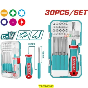 TACSD30306 30 Pcs Interchangeable Screwdriver & Bits Set – Cr-V Durable Tool Kit