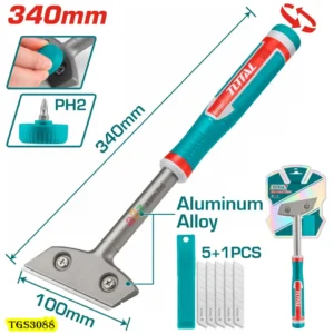 TGS3088 Heavy-Duty Metal Scraper with 6 SK5 Blades