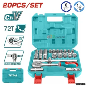 THT121201 20 Pcs 1/2'' Cr-V Chrome Socket Set – Professional Kit