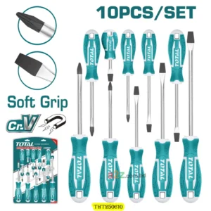 THT250610 10 Pcs Screwdriver Set CR-V Steel – New Handle
