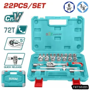 THT381221 22‑Pcs 3/8" Socket Set with Quick Release Ratchet