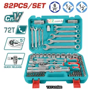 THT421802 82 Pcs 1/4"&1/2" Cr-V Socket Set – Professional Kit