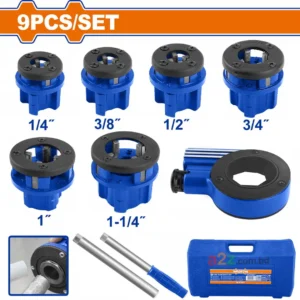 WJK1D61 9 PCS BSPT Pipe Threading Set – Die Head 1/4″–1¼