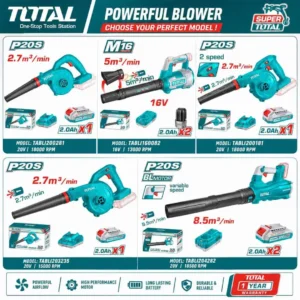TOTAL Professional Lithium Ion Cordless Blower All Models Collection