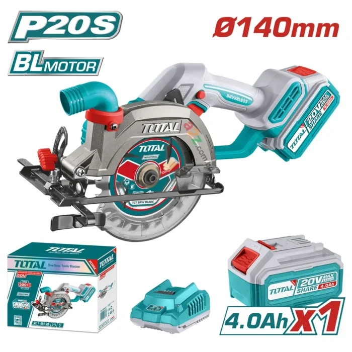 Total Cordless Circular Saw 20V 140mm Brushless Motor TSLI14021