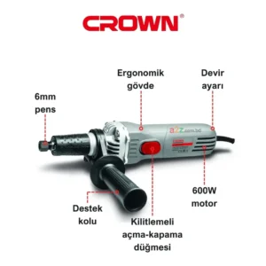 CROWN CT13307 Long Neck Die Grinder with Side Handle
