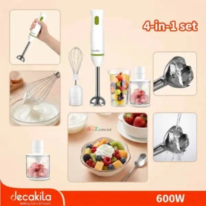 4 In 1 Hand Blender Set with 600W Quiet DC Motor 350ml Chopper Bowl 600ml Measuring Cup and Stainless Steel Whisk KEJB038W
