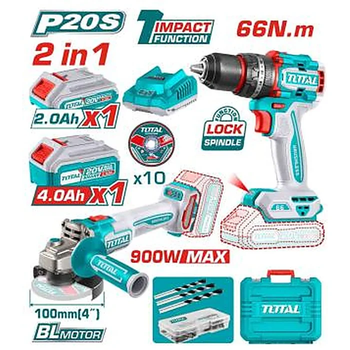 TCKLI2027310 TOTAL Cordless 2 Pcs Combo Kit TCKLI2027310