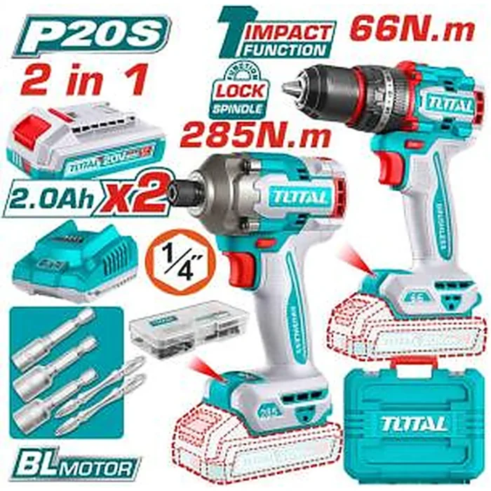 TCKLI20277 TOTAL Cordless 2 Pcs Combo Kit TCKLI20277
