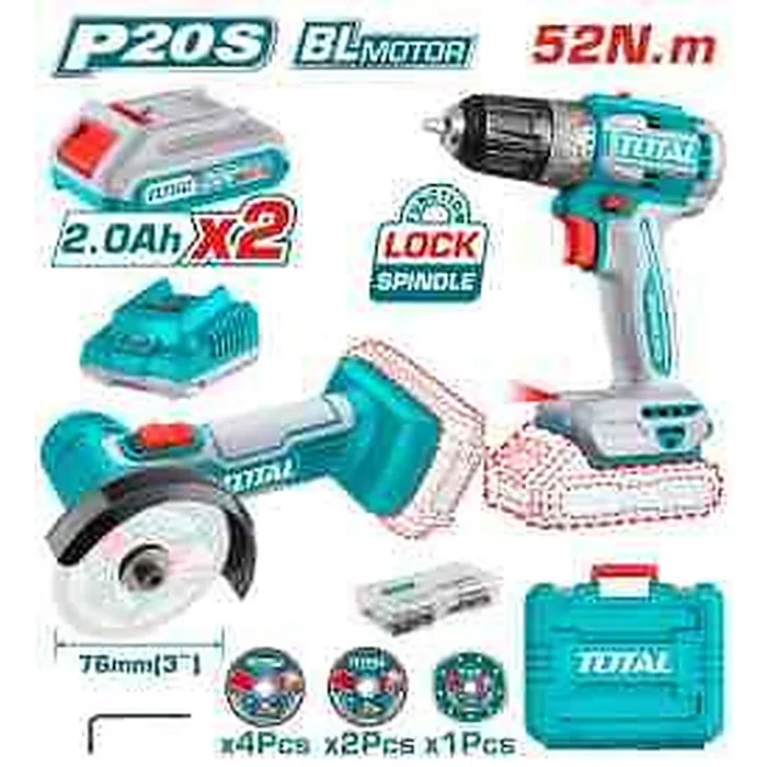 TCKLI20278 TOTAL Cordless 2 Pcs Combo Kit TCKLI20278