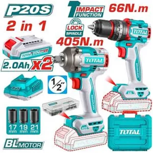 TOTAL Cordless 2 Pcs Combo Kit TCKLI20286