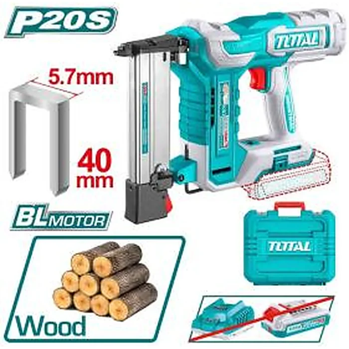 TOTAL Cordless Crown Stapler Nailer TCSNLI6005