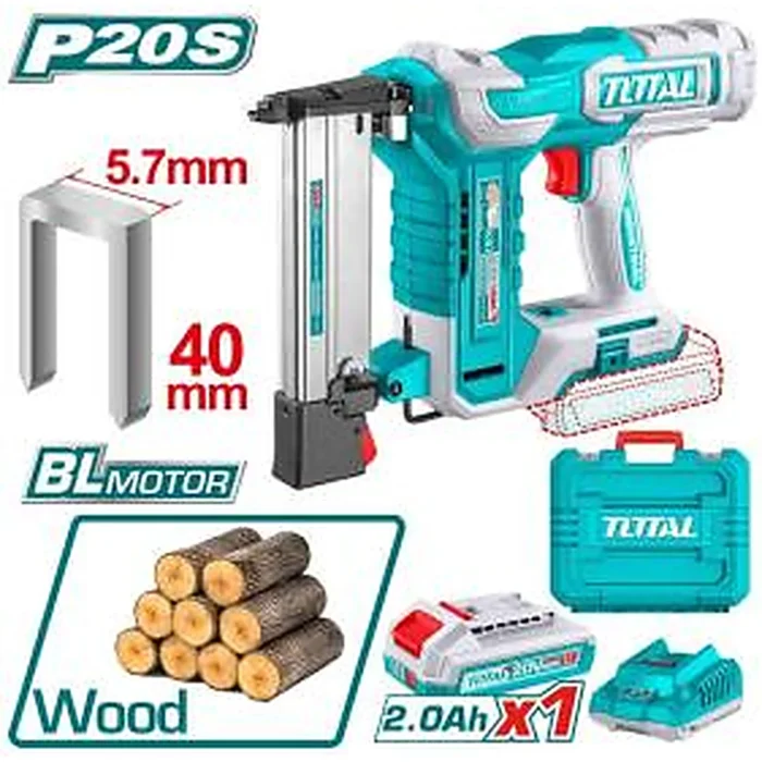 TOTAL Cordless Crown Stapler Nailer TCSNLI6008
