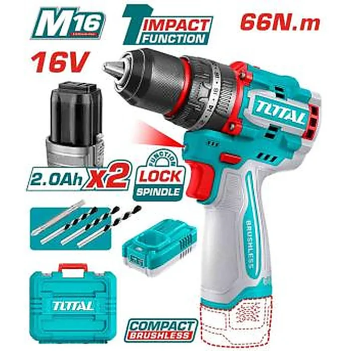 TOTAL Compact Brushless Cordless Impact Drill TIDLI166062