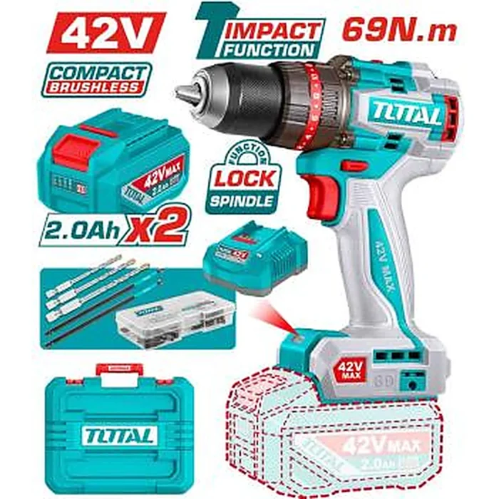 TOTAL Compact Brushless Cordless Impact Drill TIDLI426982
