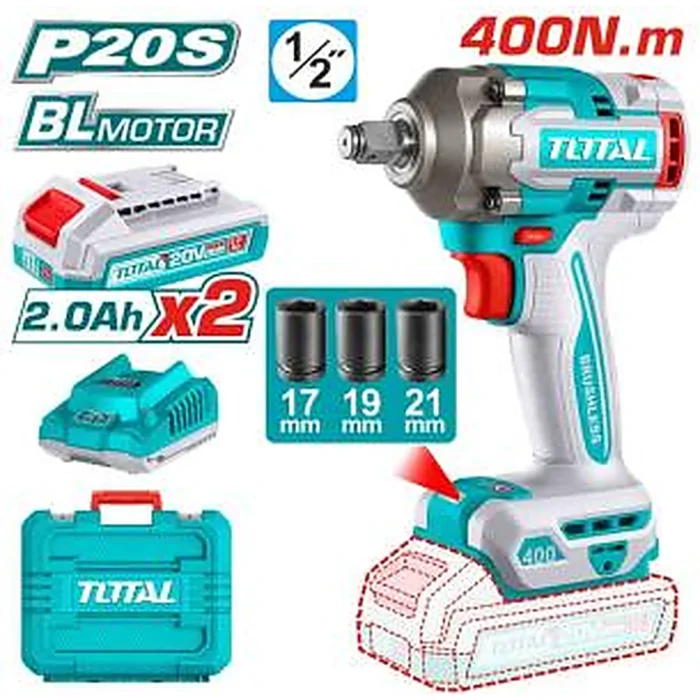 TOTAL Cordless Impact Wrench TIWLI2040