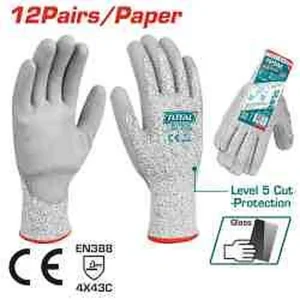 TOTAL Cut-Resistance Gloves TSP1702-XL - HPPE শেল ও PU কোটেড সেফটি হ্যান্ড গ্লাভস