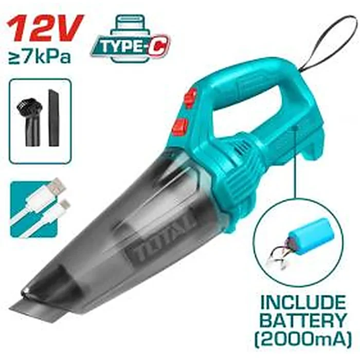 TOTAL Cordless Vacuum Cleaner Series - Rechargeable Handheld Vacuum (12V / 20... -