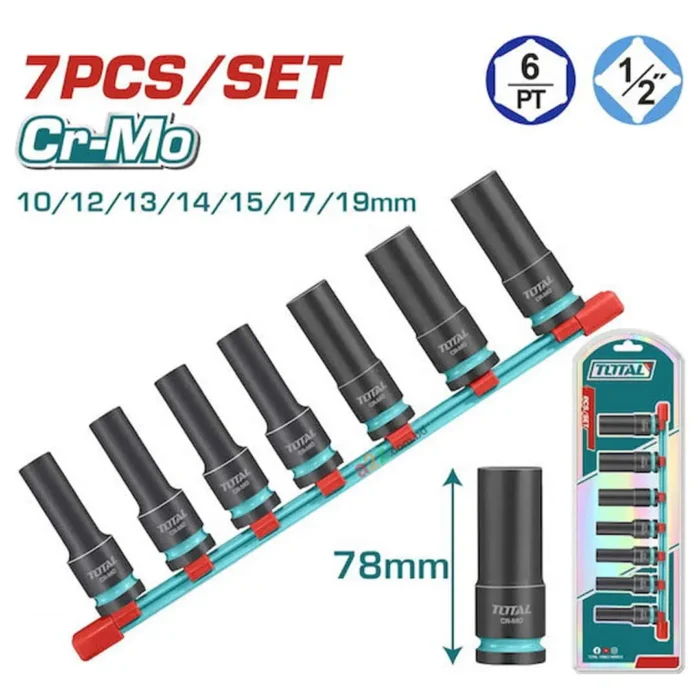 TOTAL 7 Pcs Deep Impact Socket Set THKISD12073L Main Image